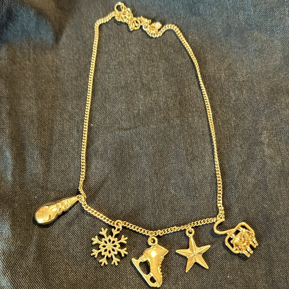 Gold Winter charm necklace